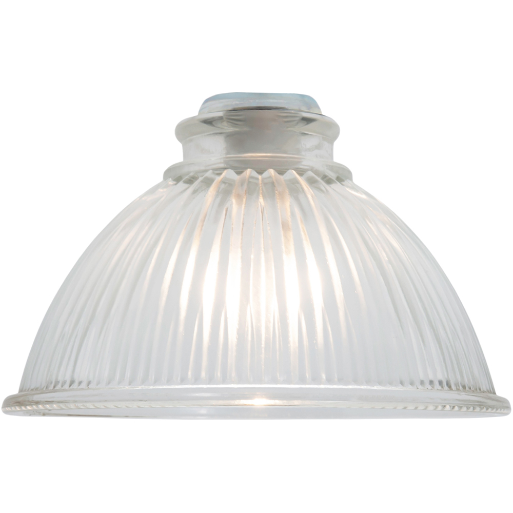 Happy Homewares American Diner Clear Glass Shade with Ribbed Lines 2 Pack Image 4