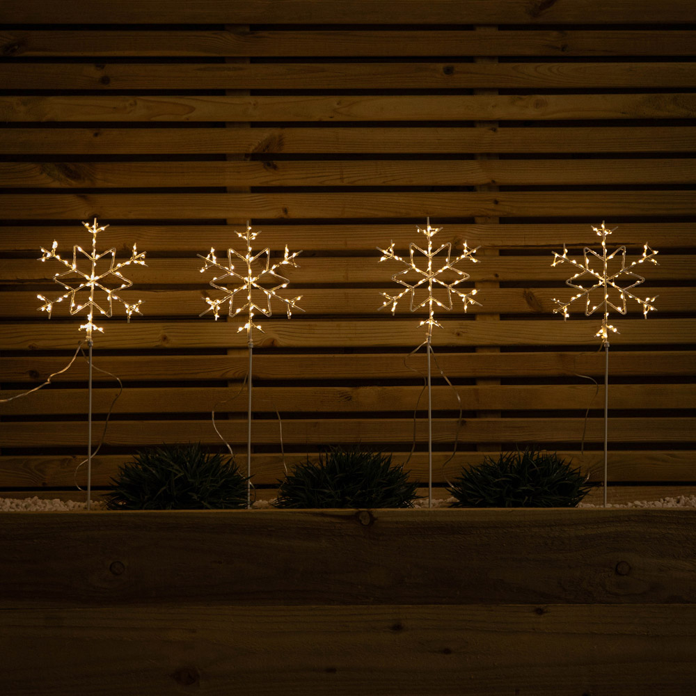 Samuel Alexander 4 Piece 260 Warm White LED Snowflake Christmas Path Light Set Image 8