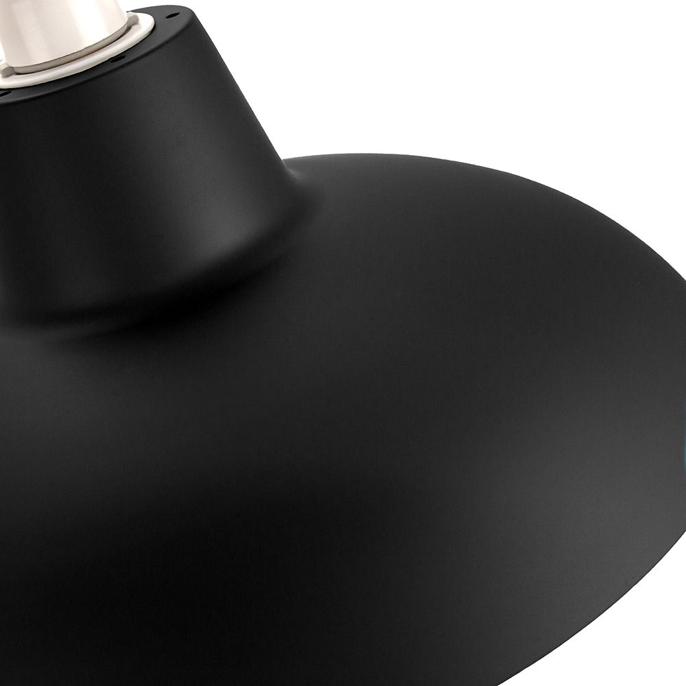Happy Homewares Matt Black Curved Metal Industrial Retro Designed Pendant Shade Image 3