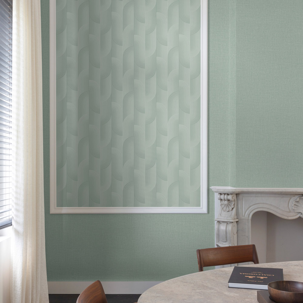 Grandeco Boutique Romaine Art Deco Luxury Embossed Sea Green Wallpaper Image 3