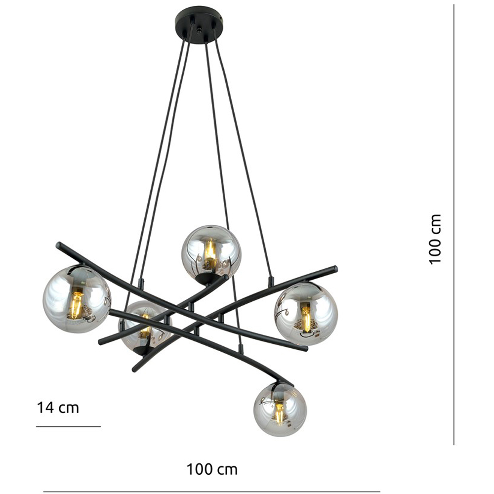 Emibig Essa 5 Light Graphite Shade Black E14 Ceiling Pendant Light Image 5