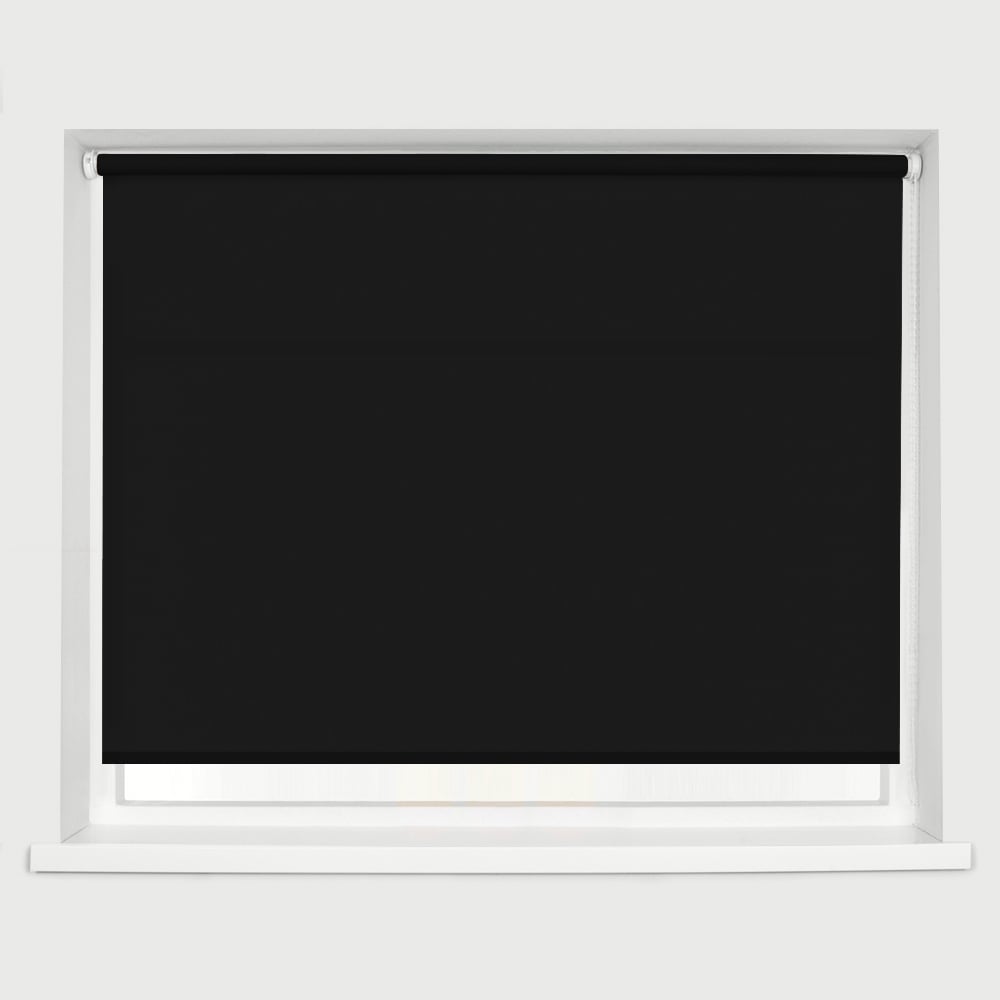 Caecus Straight Edge Roller Blind Black 180cm Image 1