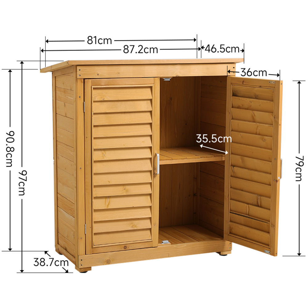 Living and Home 3 x 1.5ft Light Yellow Solid Wood Garden Tool Shed Image 9