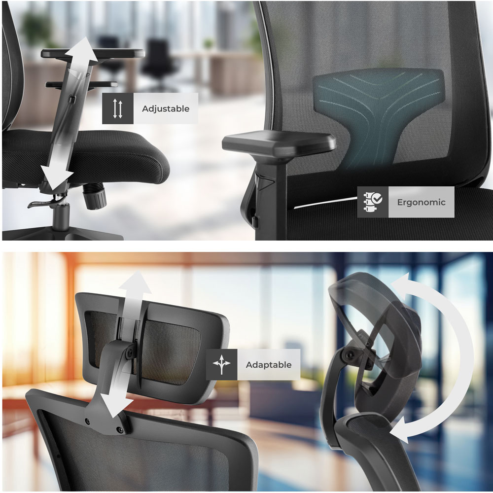 Tectake Phoebe Black Adjustable Office Chair Image 8