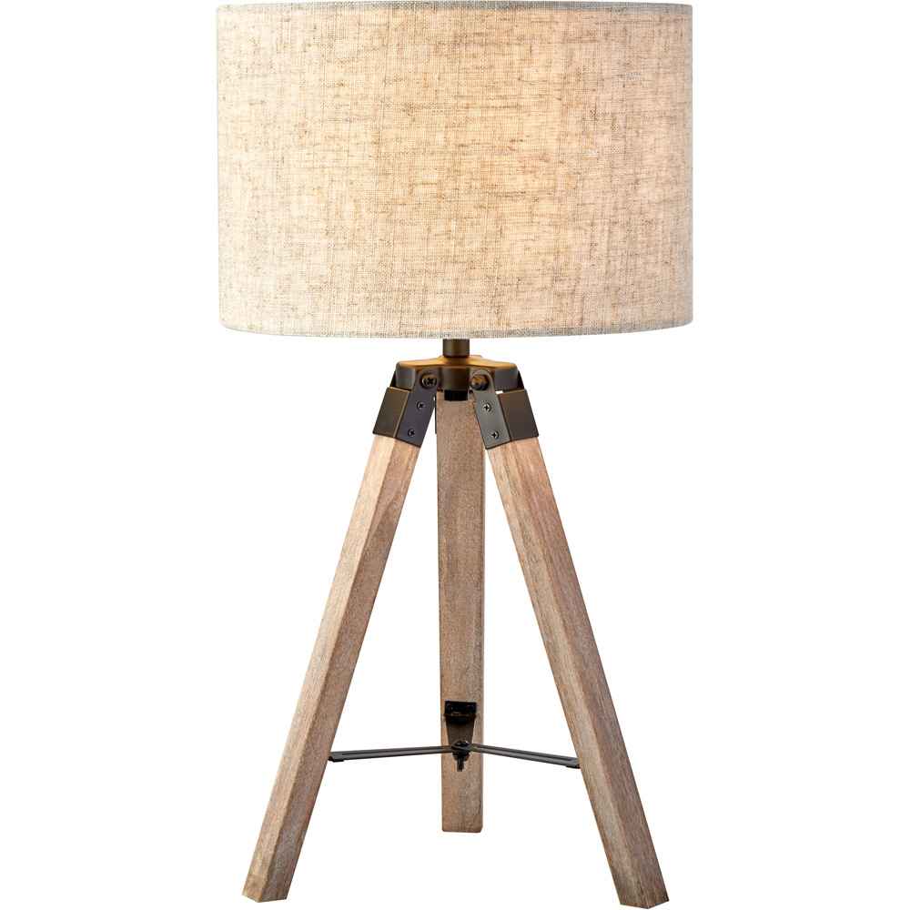 Lighting Collection Linen Shade Tripod Table Lamp Image 3