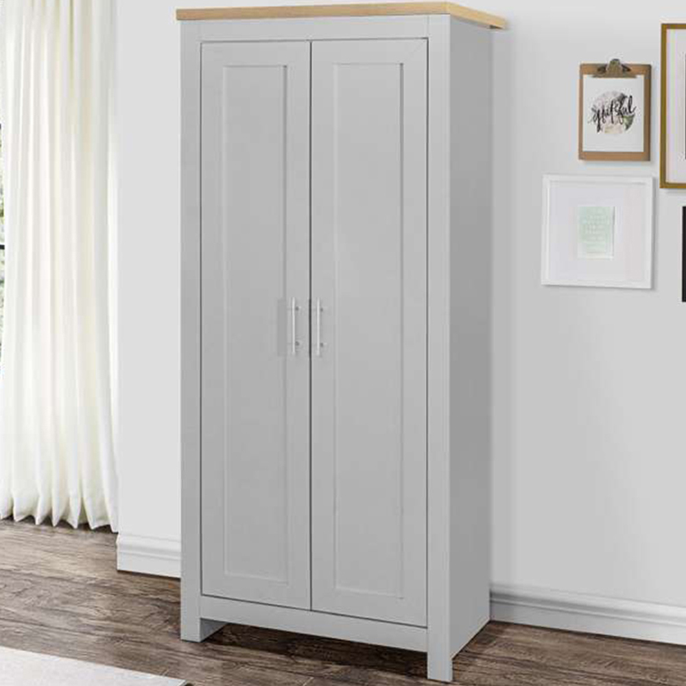 Highgate 2 Door Grey and Oak Wardrobe Image 1