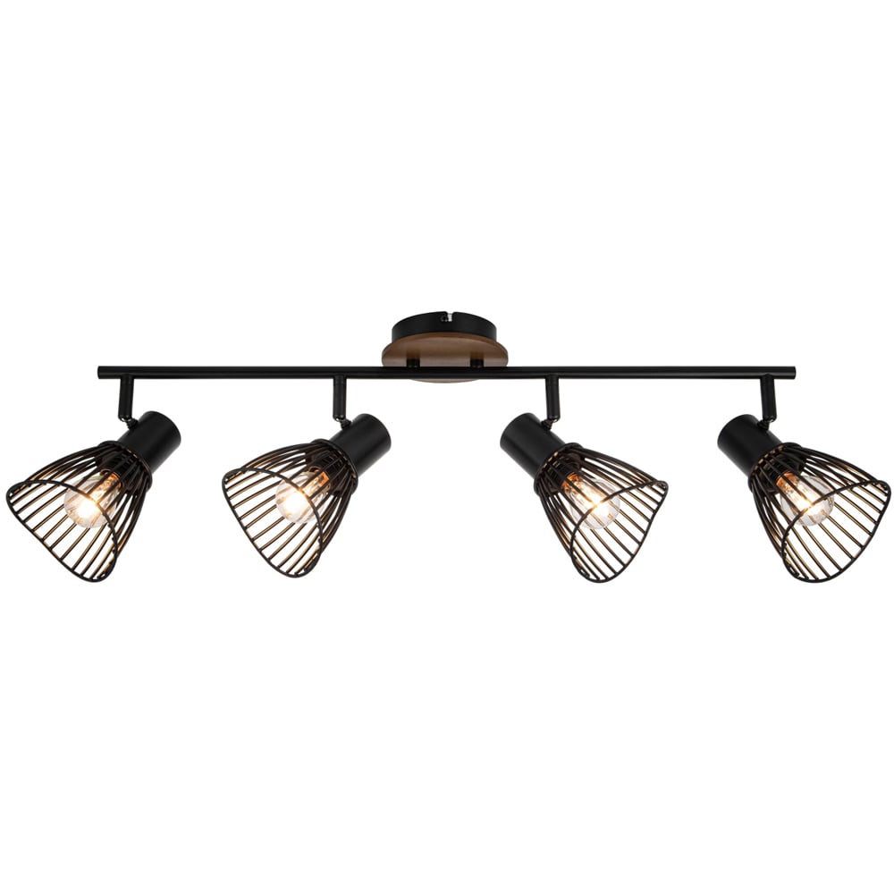 Cosylyte Hadley Matt Black 4 Light Wire Shade Spotlight Image 3