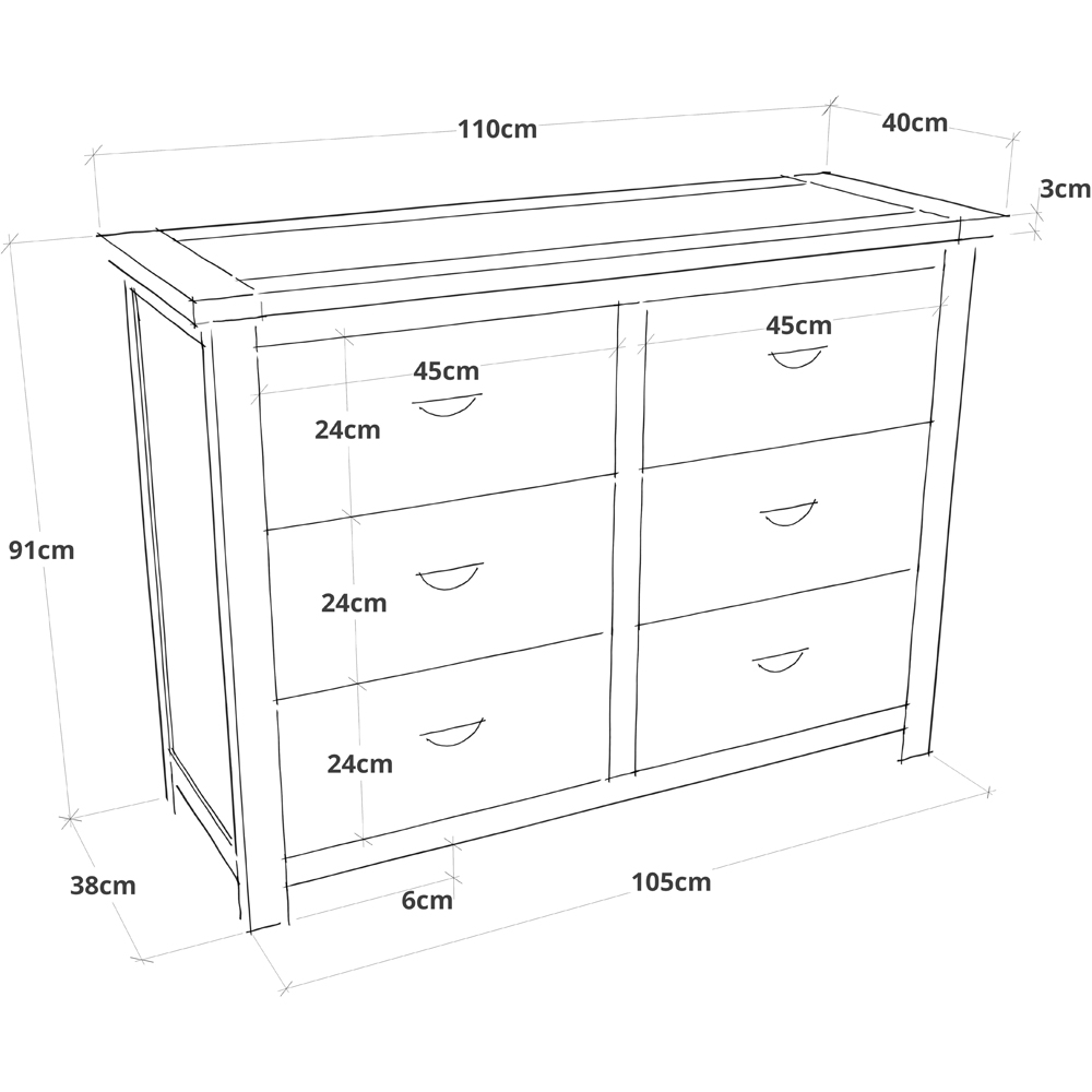 Cabinet Bits Padua 6 Drawer Brown Brass Cup Handle Chest of Drawers Image 9