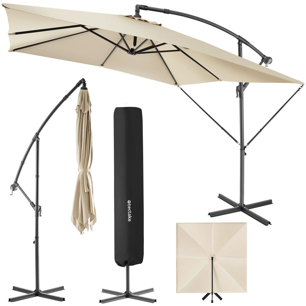 tectake Apollo Beige Adjustable Tilt Cantilever Parasol 2.5 x 2.5m Image 2