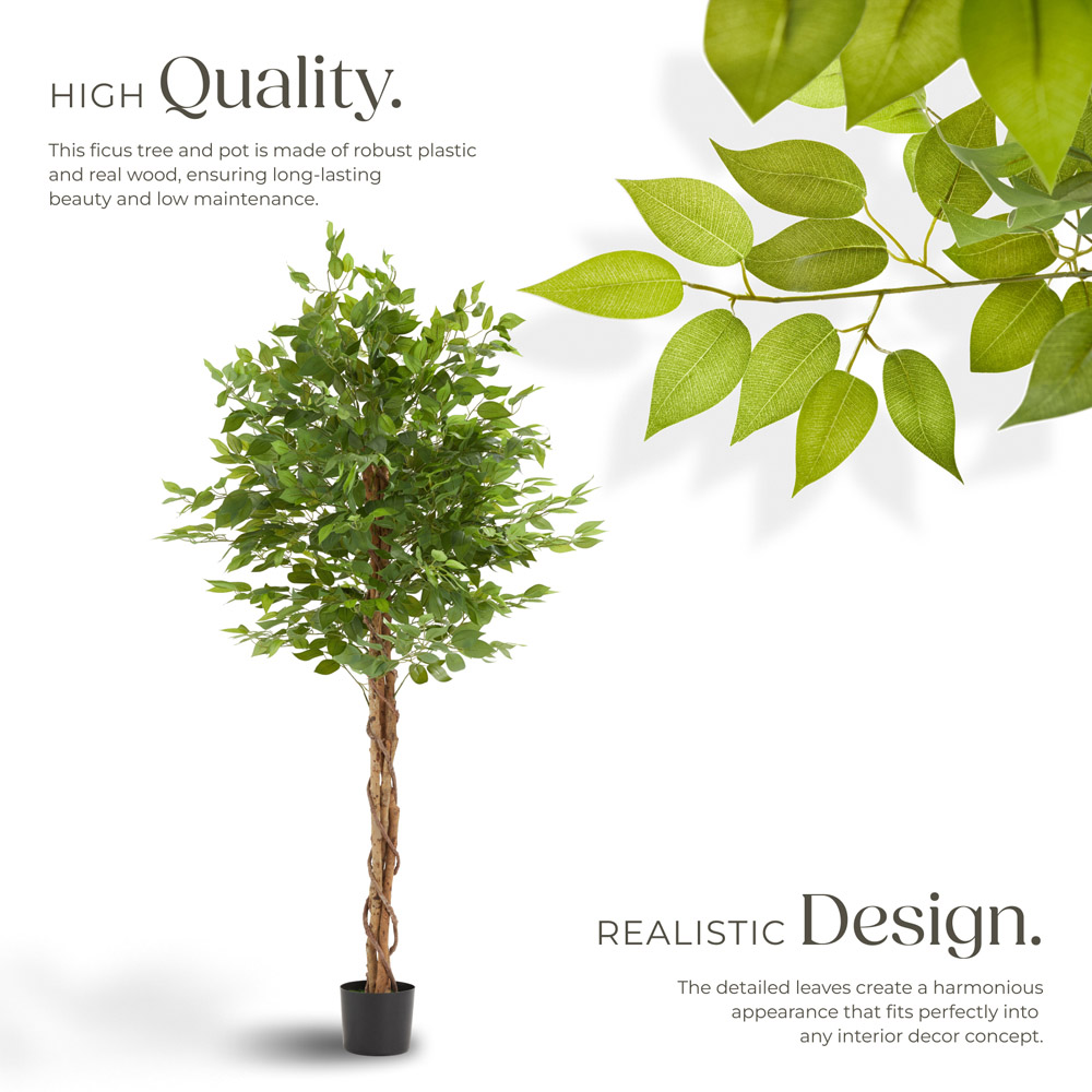 tectake Artificial Ficus Tree in Pot 180cm Image 3