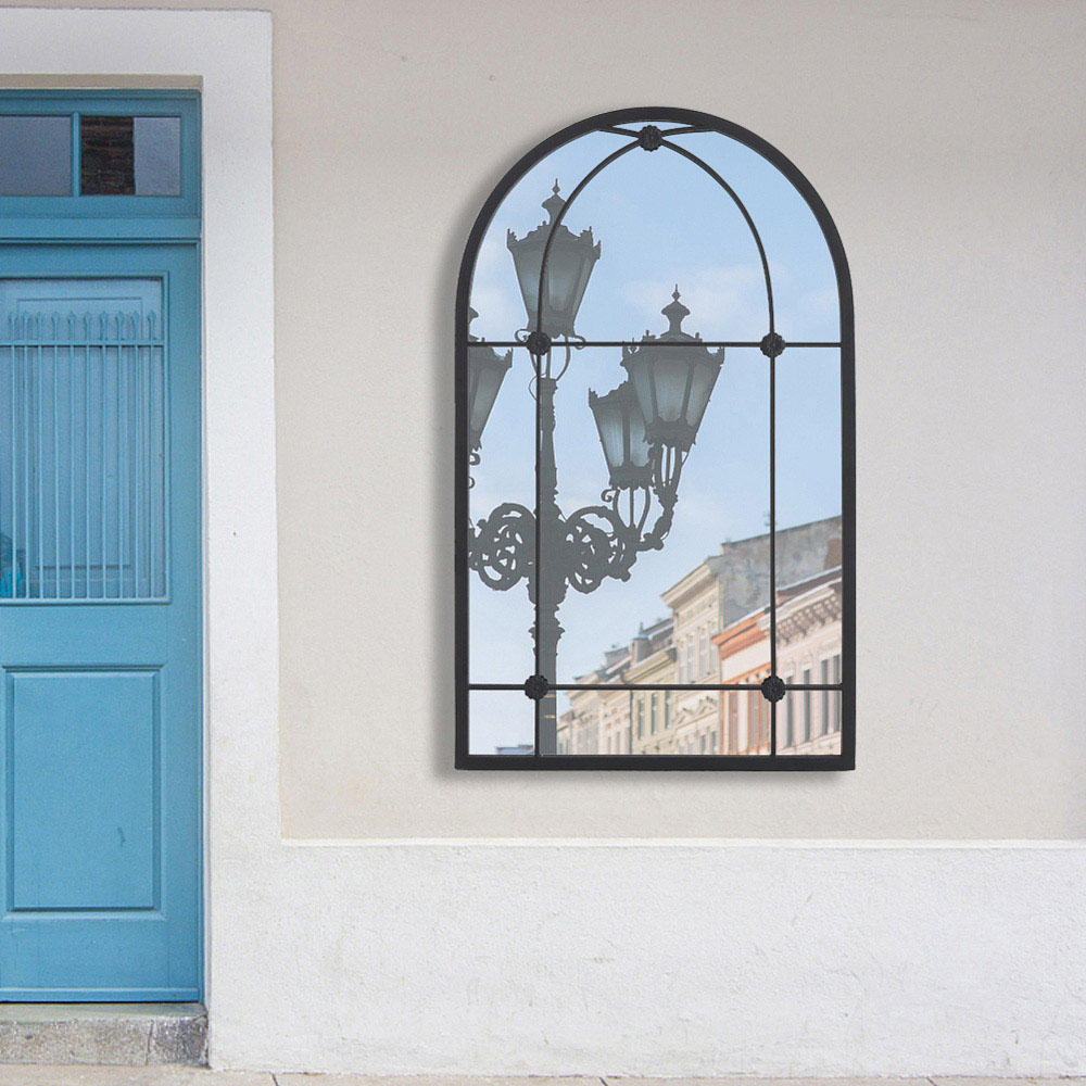 Living and Home Arched Metal Window Mirror 60 x 100cm Image 7