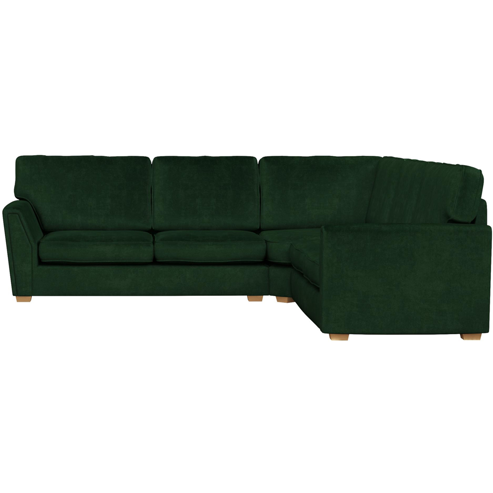 Wendleberry 4 Seater Forest Green Plush Velvet Fixed Back Corner Sofa Image 3