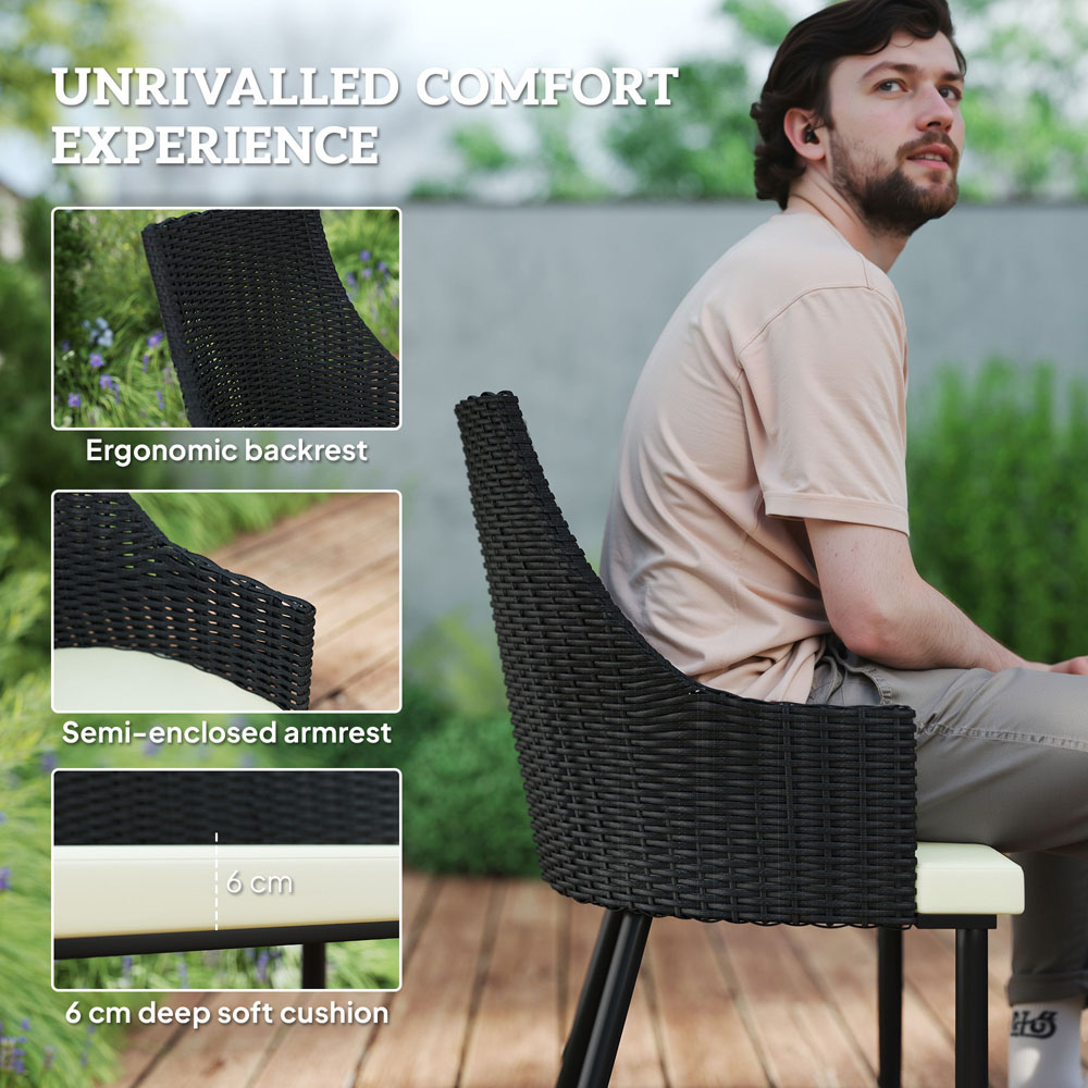 Outsunny 6 Seater Cream White Garden Dining Set with Cushions and Parasol Hole Image 5