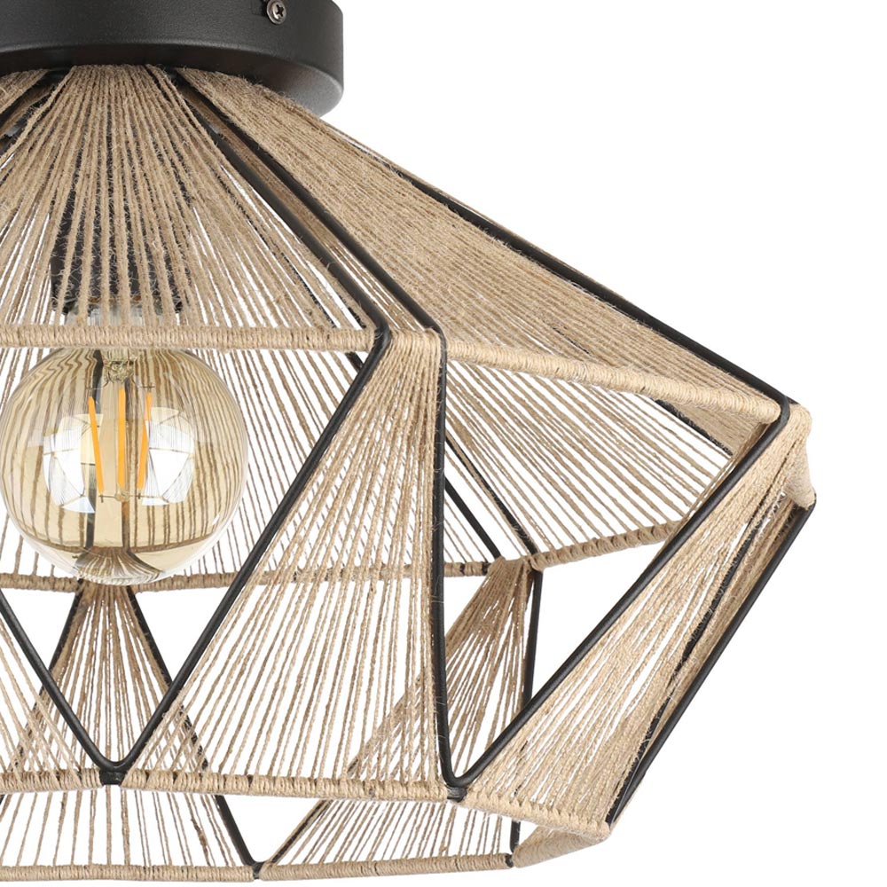 EGLO Adwickle Black and Natural Ceiling Light Image 3