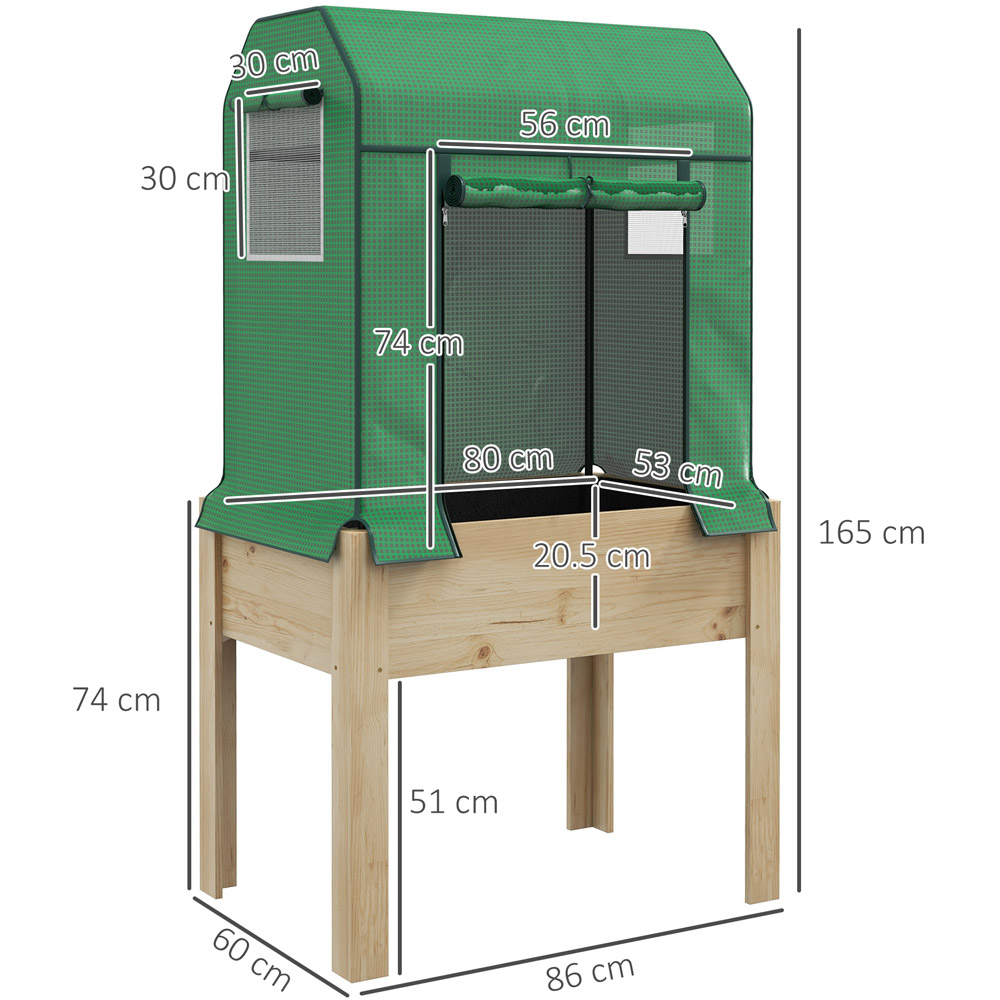 Outsunny Wooden Raised Planter with PE Greenhouse Cover and Bed Liner Image 7