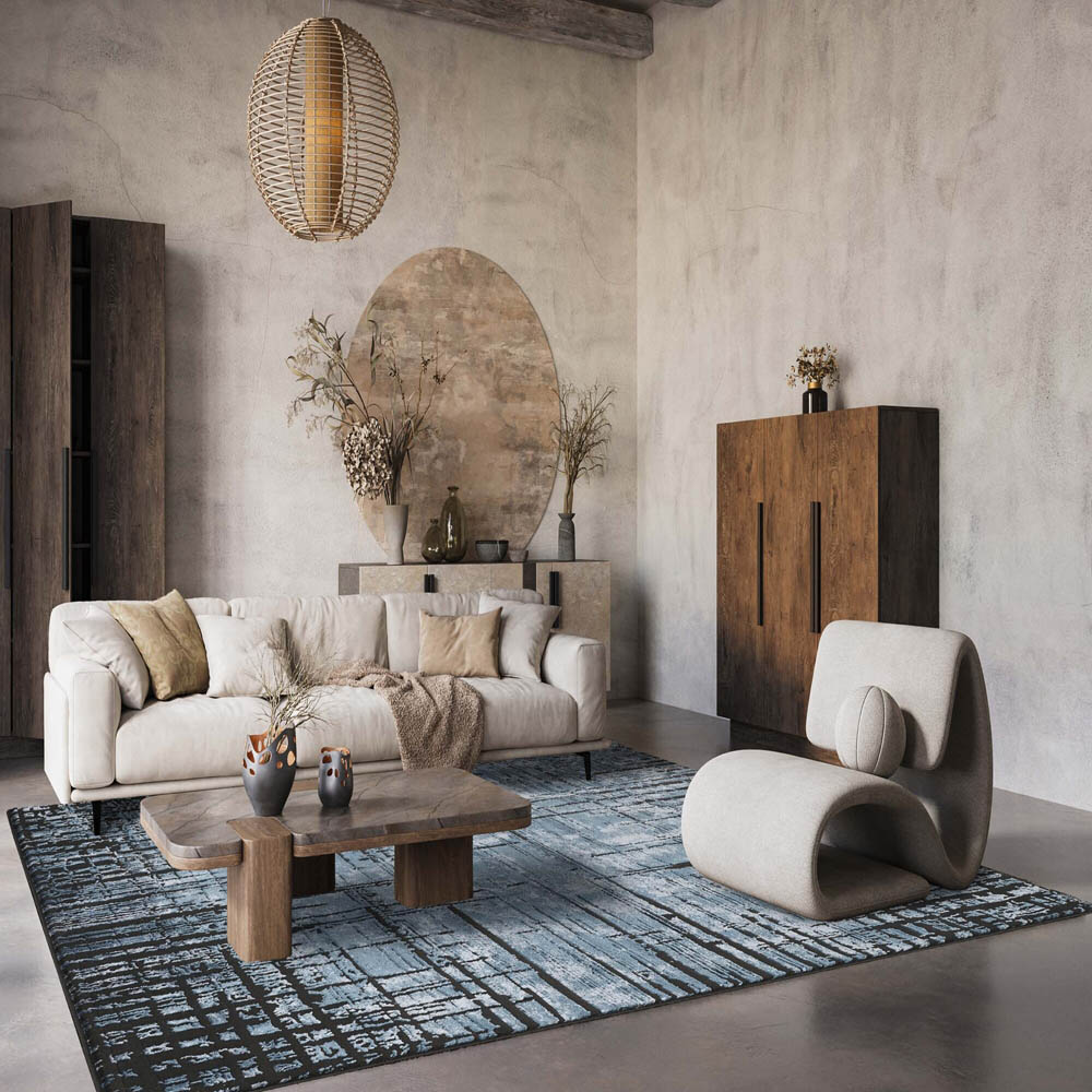 Desire Rugs Belgravia Metallic Sheen Nexus Design Navy Rug 200 x 290cm Image 5