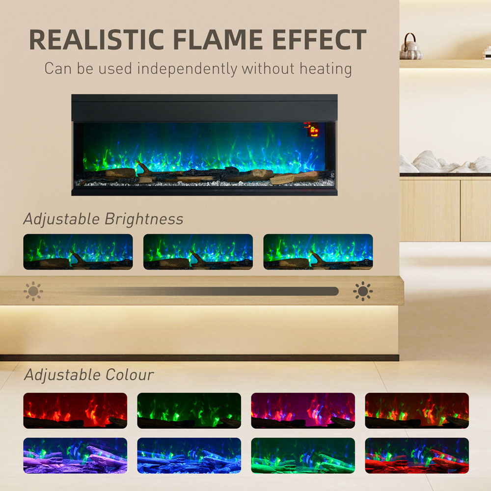 HOMCOM Electric Wall Mounted Fireplace with Remote 127cm Image 4
