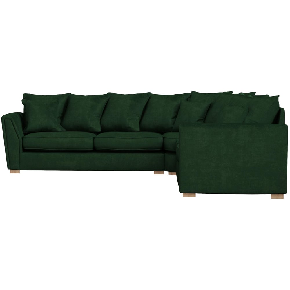 Wendleberry 4 Seater Forest Green Plush Velvet Scatter Back Corner Sofa Image 3