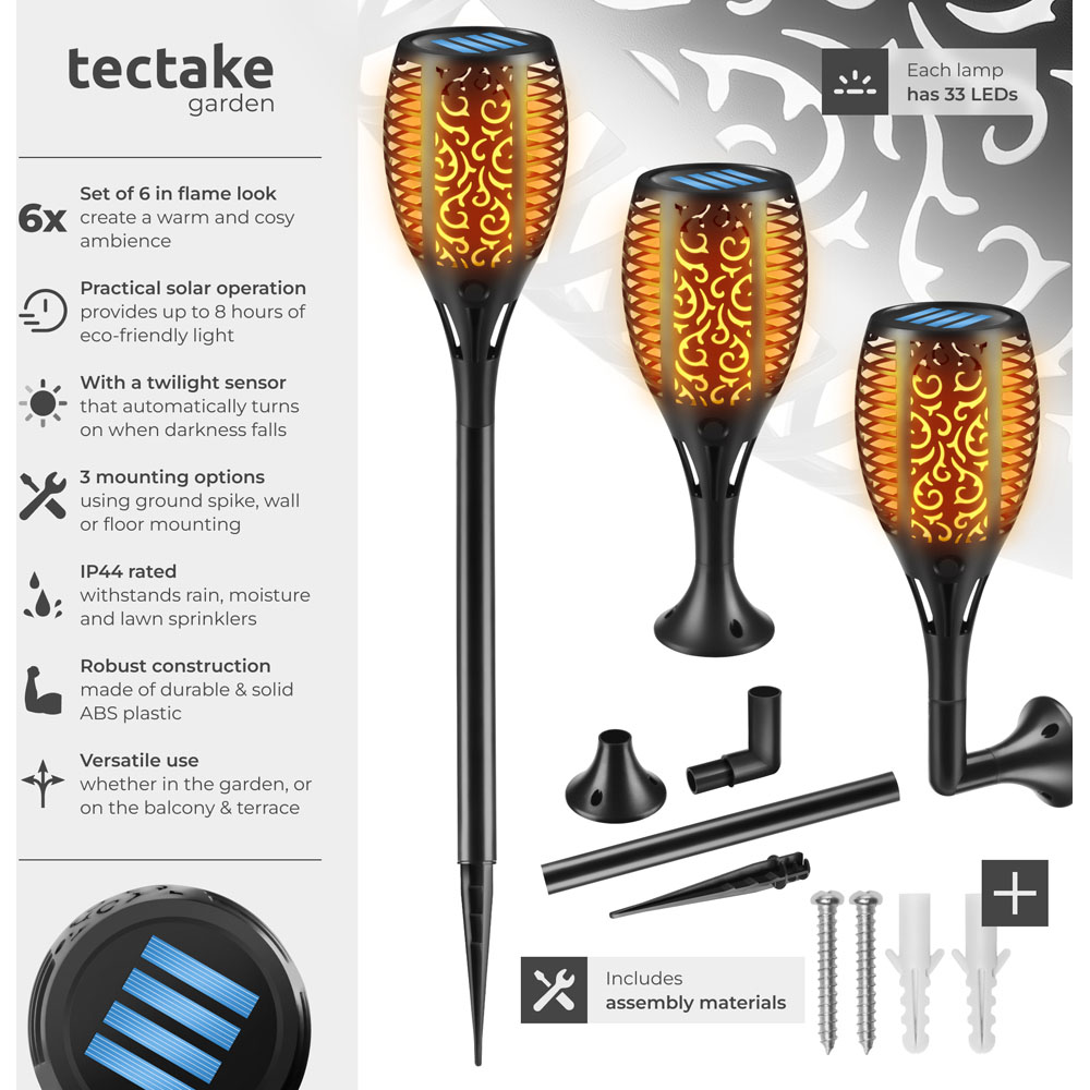 tectake Flame Design LED Solar Garden Light 6 Pack Image 8