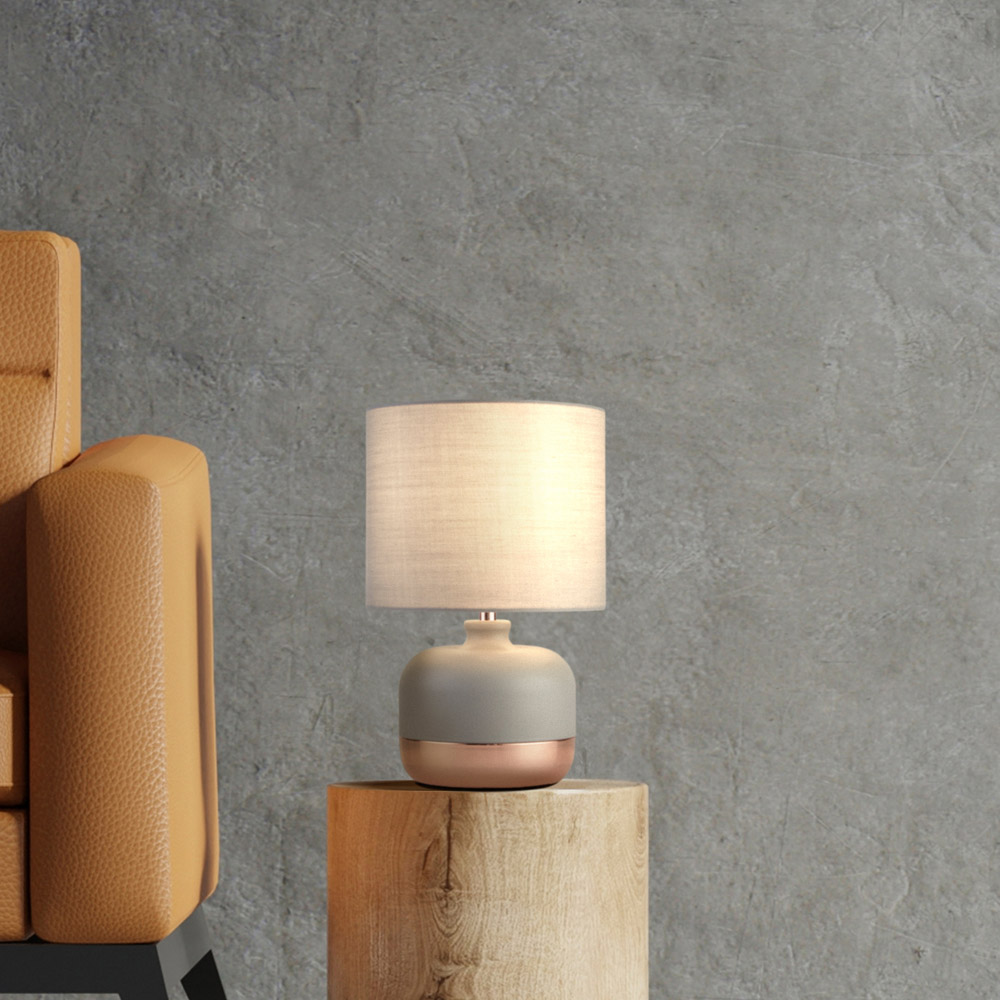 Lighting Collection Grey and Copper Table Lamp Image 2