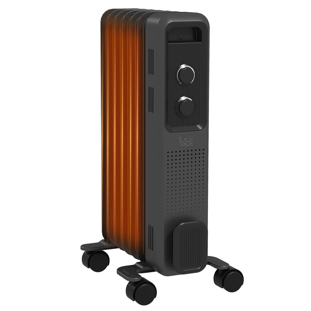 HOMCOM Black 7 Fin Oil Filled Radiator Portable Heater Image 3