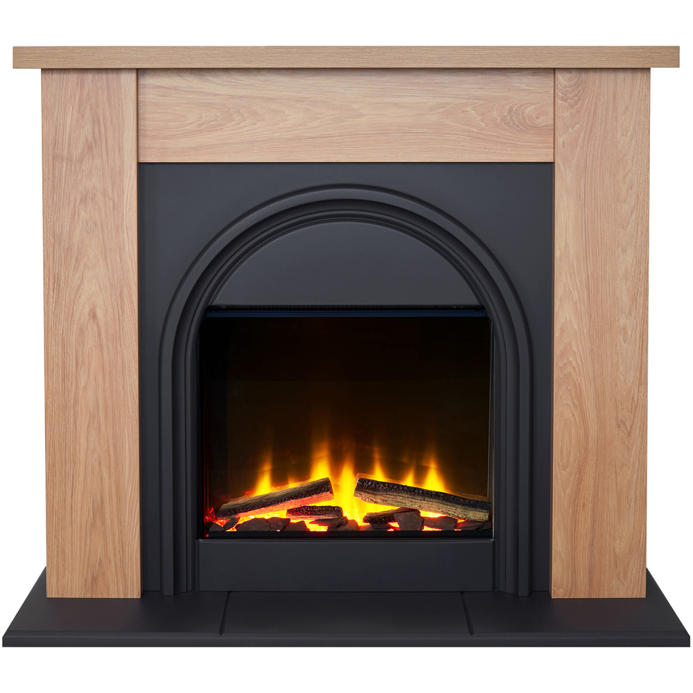 Adam Burlington Oak and Charcoal Grey Electric Fireplace Suite 44 inch Image 3