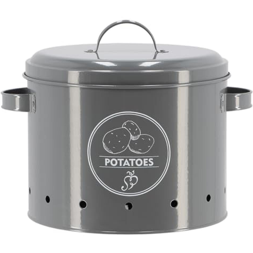 Fallen Fruits Anthracite Potato Storage Tin with Lid Image 1