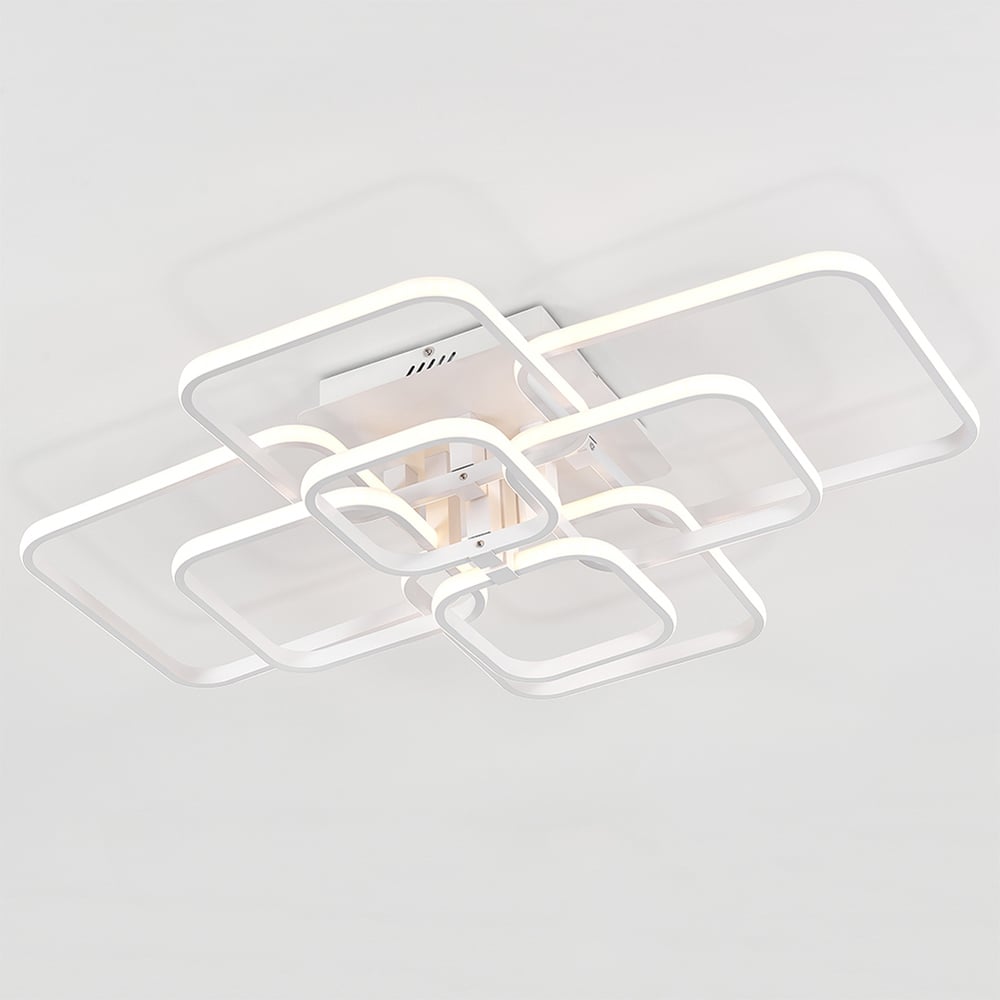 Living and Home White 8 Light Square LED Ceiling Light with Remote Image 4