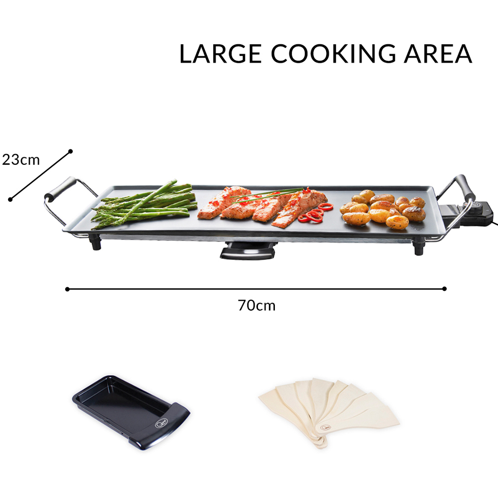 Quest Black X70 Non-Stick Electric Teppanyaki Grill 1800W Image 5