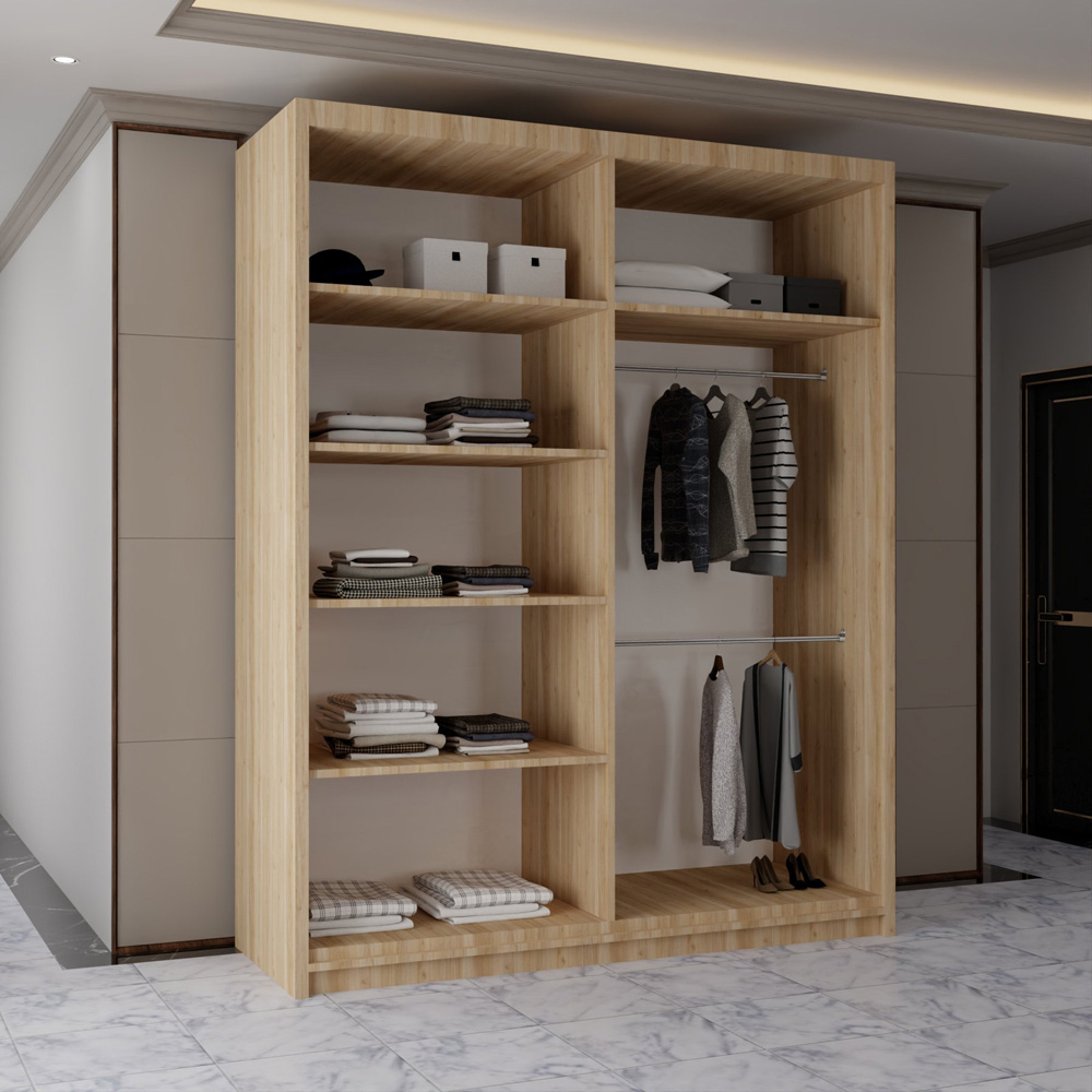 Sliding Wardrobes 4U 2 Sliding Door Oak Half Mirrored Wardrobe 180cm Image 3