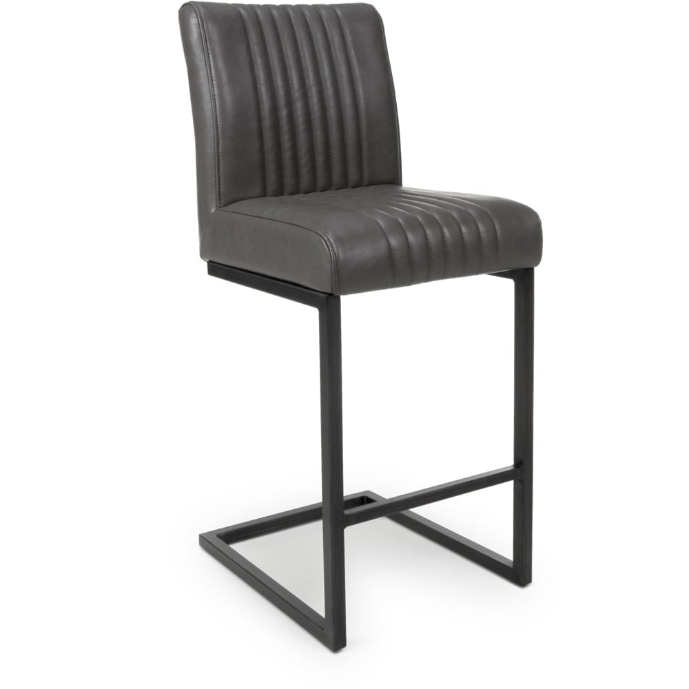 Archer Grey Leather Effect Bar Stool Set of 2 Image 2