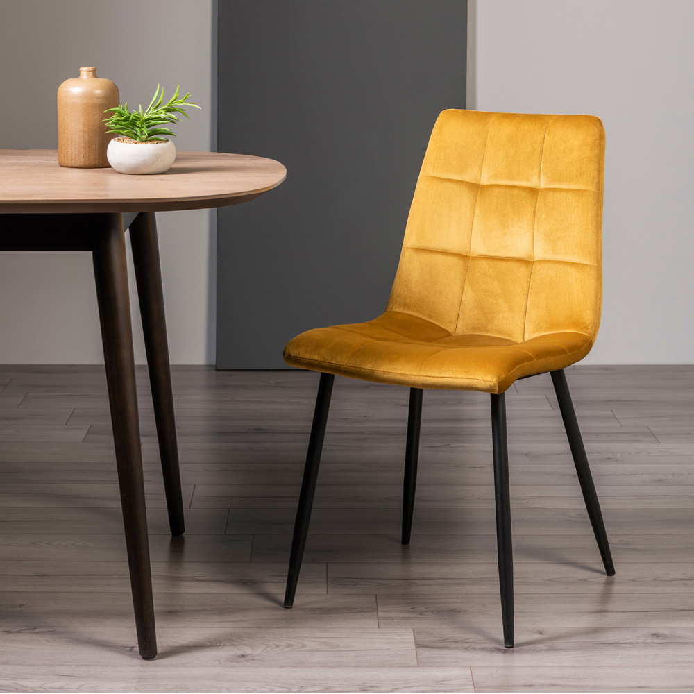 Bentley Designs Mondrian Set of 2 Mustard Velvet Dining Chair Image 6