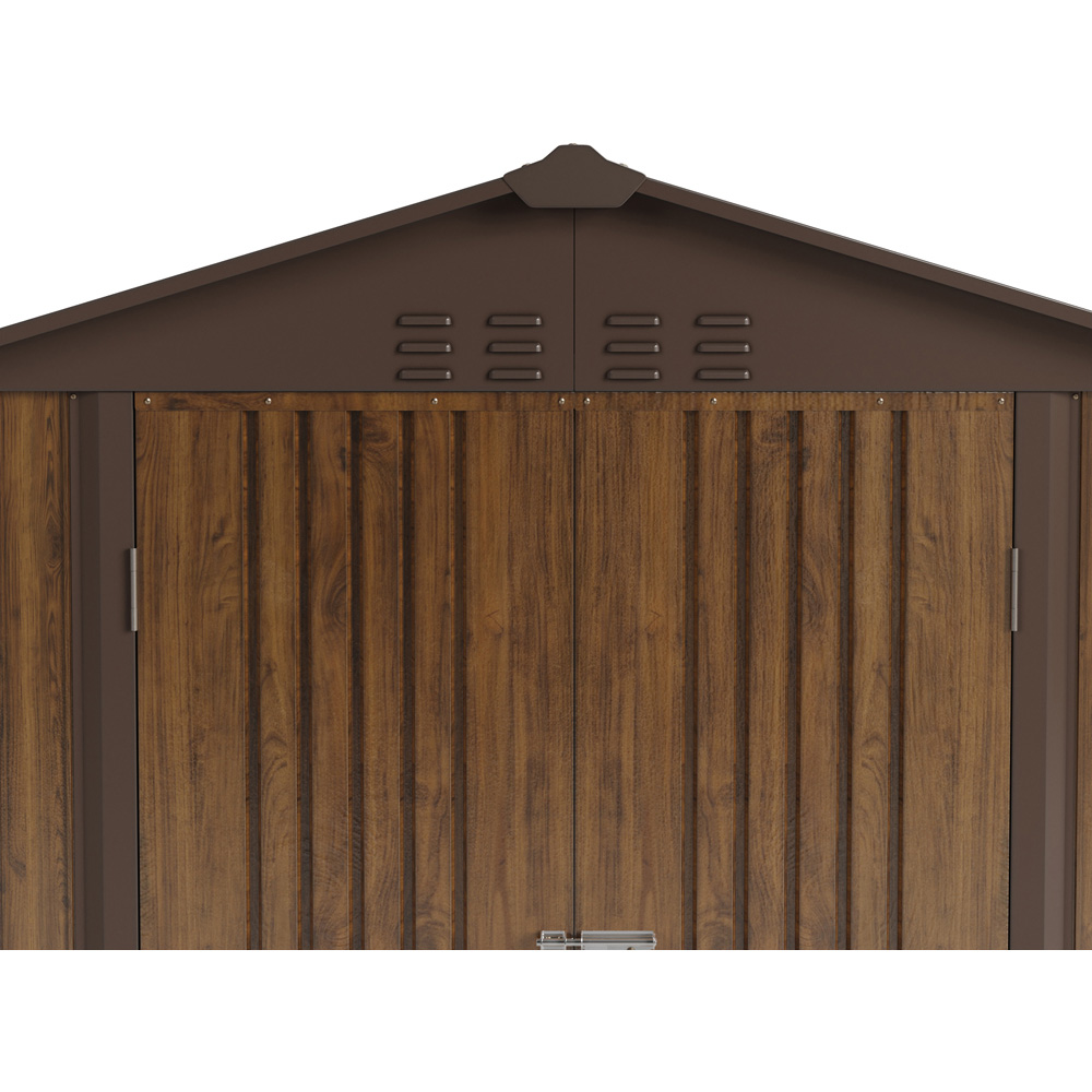 Living and Home 4 x 6ft Brown Metal Apex Garden Storage Shed Image 4