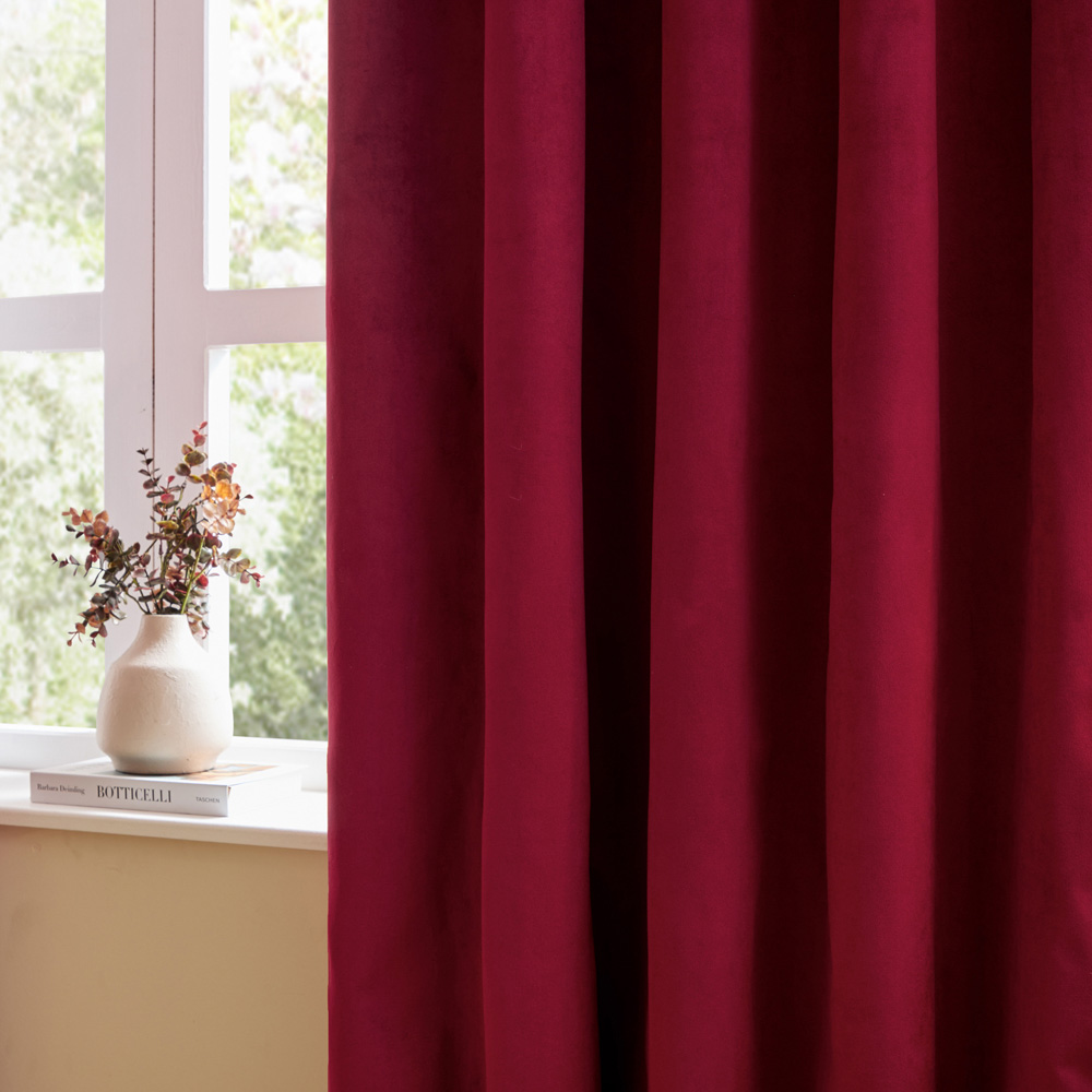 Furn The Ultimate Burgundy Velvet Blackout Pencil Pleat Curtains 168 x 229cm Image 3