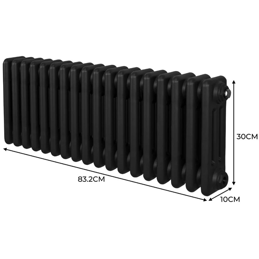 Monster Shop 2501 BTU Black Traditional 3 Column Radiator 300 x 832mm Image 6