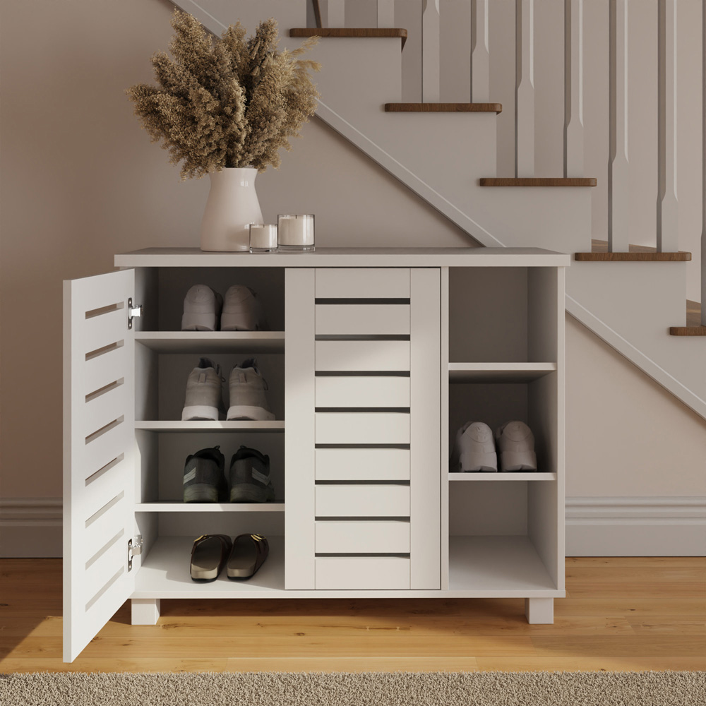 GFW Bodie 2 Door 3 Shelf White Shoe Cabinet Image 8