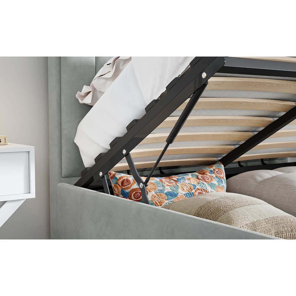 Bedmaster Rhodes King Size Grey Velvet Ottoman Bed Image 7