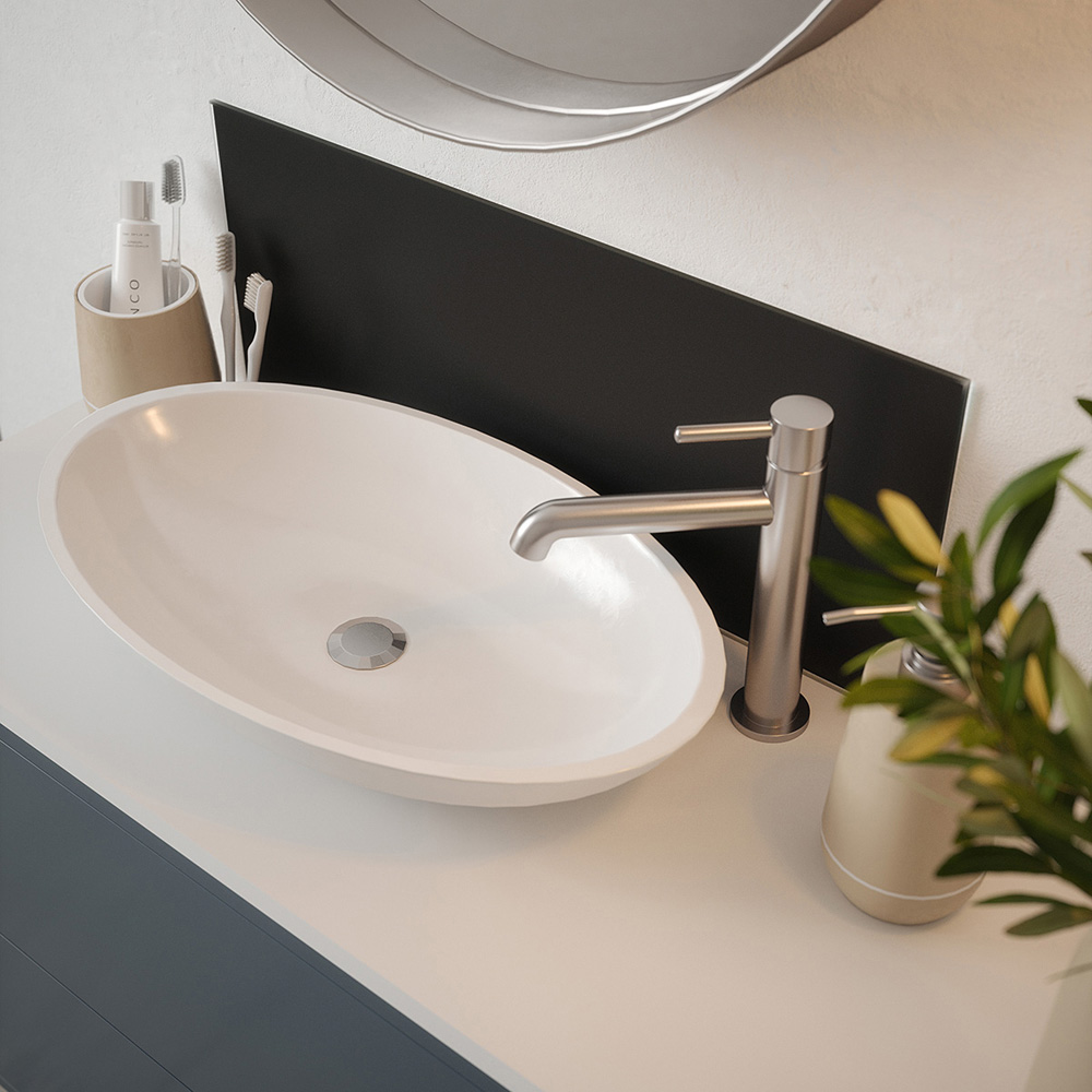 Splashback Matt Black Toughened Glass Self Adhesive Bathroom Splashback 250 x 500mm Image 2