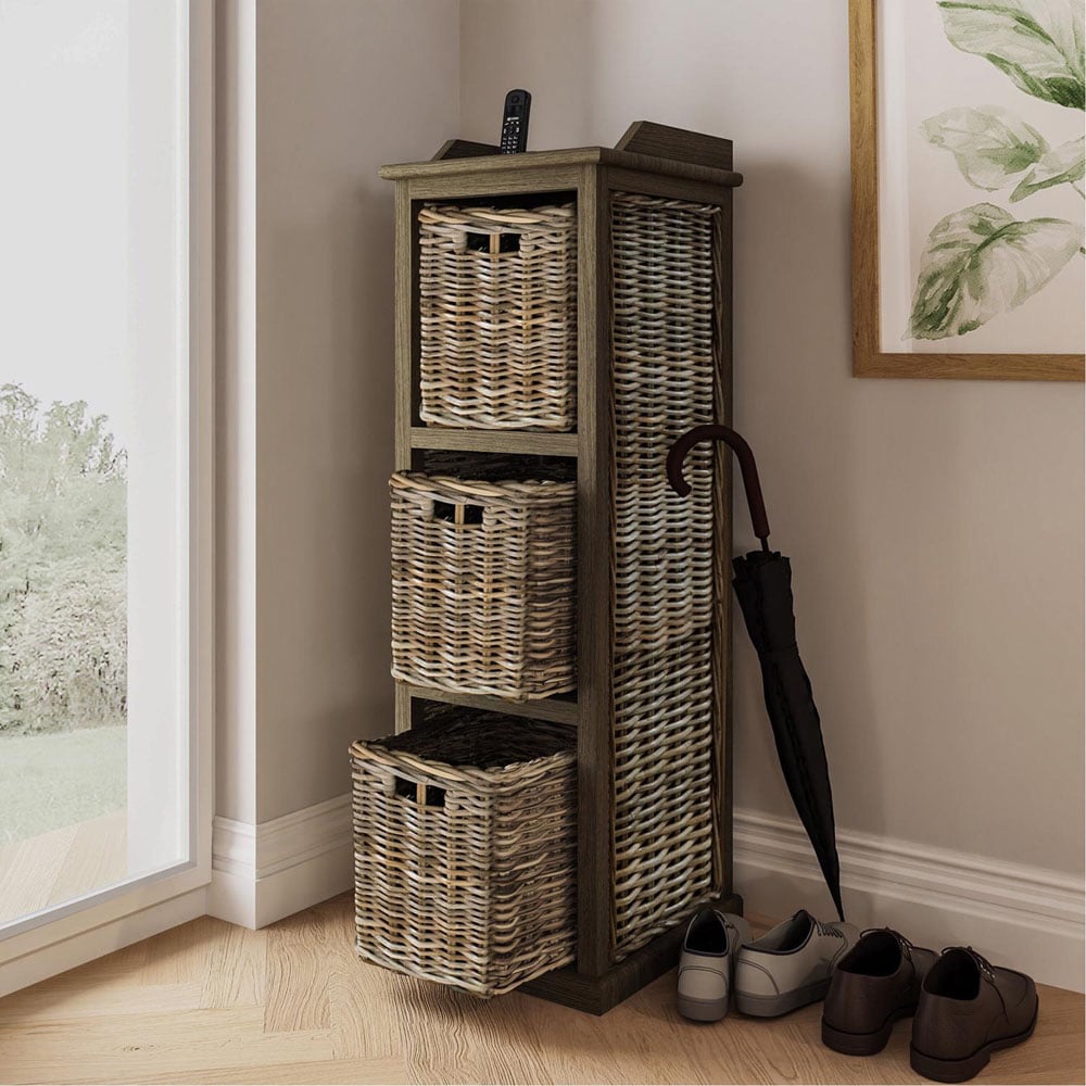 FWStyle Maya Kubu Rattan 3 Drawer Tall Storage Unit Image 5