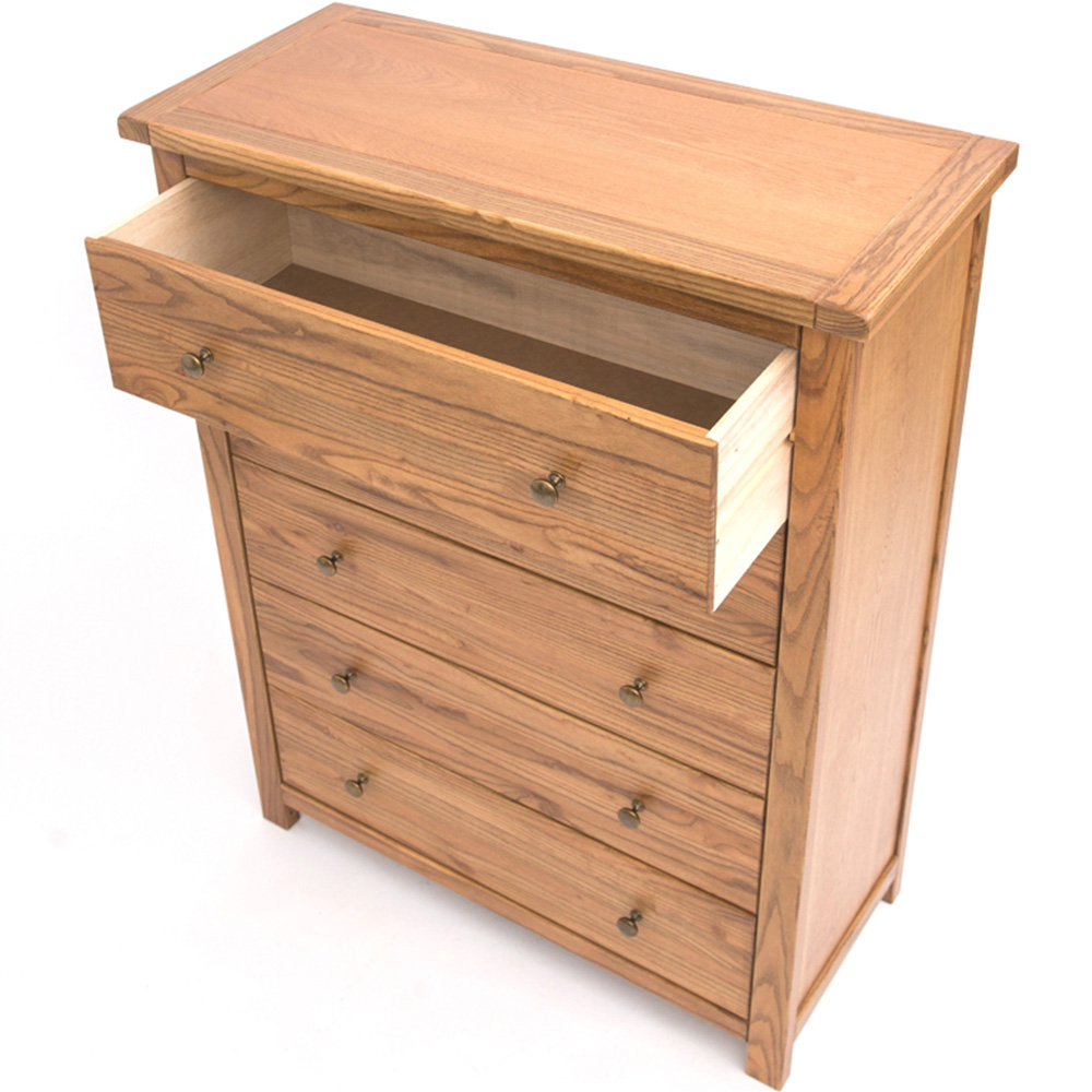 Cabinet Bits Trivento 5 Drawer Brown Brass Knob Chest of Drawers Image 5