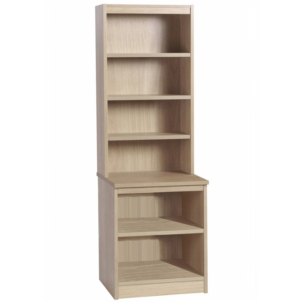 R White Cabinets 6 Shelf Brown Desk Height Bookcase with Hutch Image 2