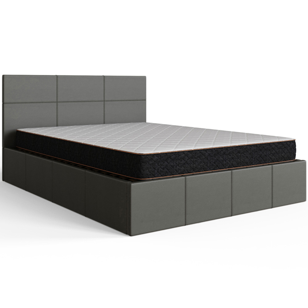 GFW Double Grey Hopsack Fabric End Lift Ottoman Bed with Memory Pocket Spring Mattress Image 4