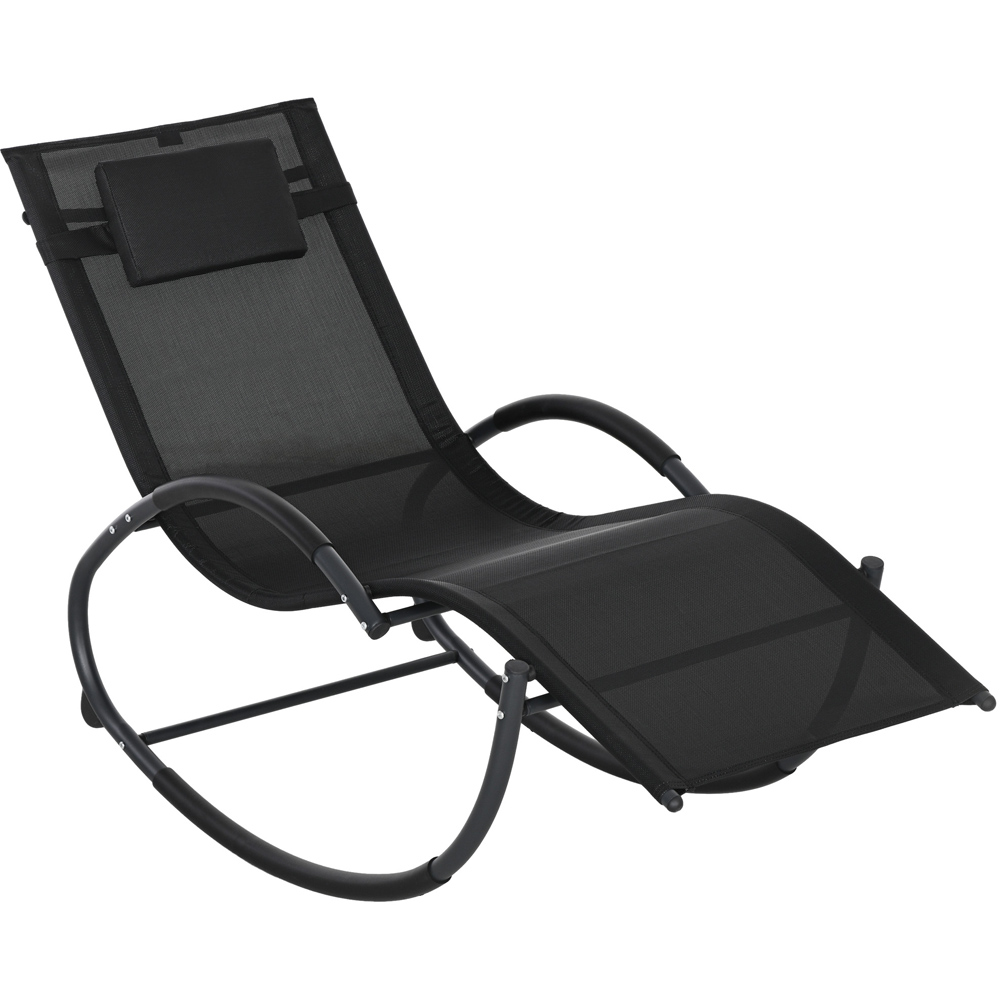 Outsunny Black Zero Gravity Chaise Rocking Chair with Padded Pillow Image 2