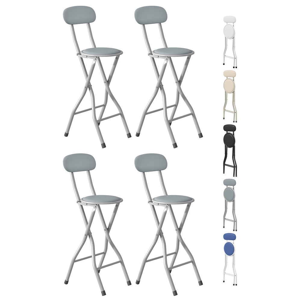 Grey Padded Folding Bar Stool Set of 4 Image 2