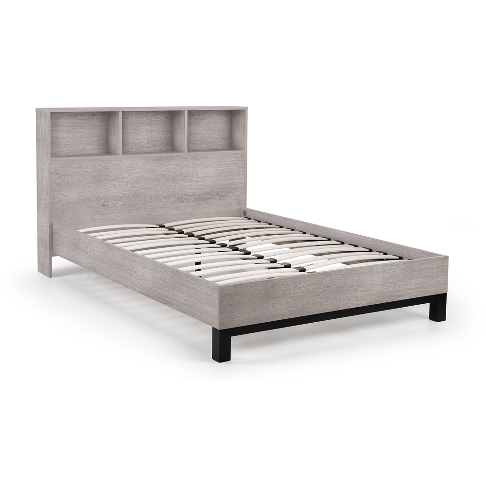 Julian Bowen Bali Double Grey Oak Bed with Bookcase Headboard Image 3