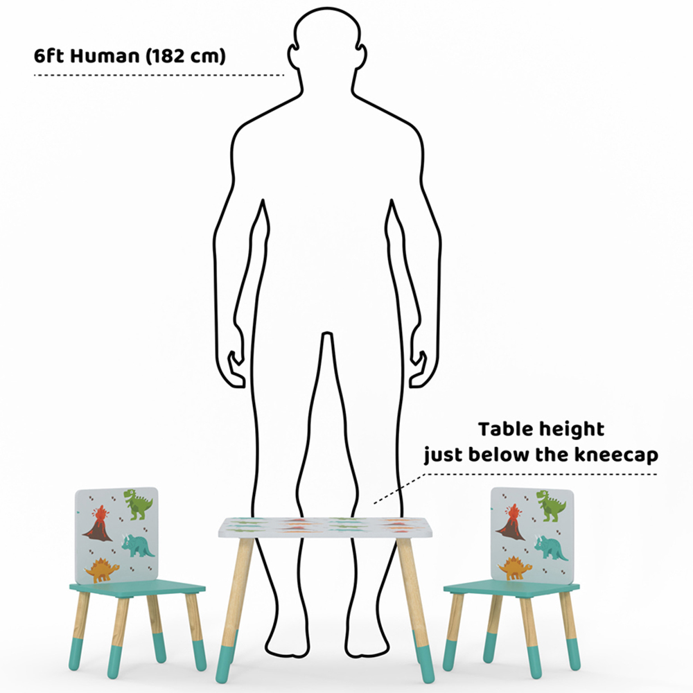 Kudl Kids 2 Seater Dino Pattern Table and Chair Set Image 5