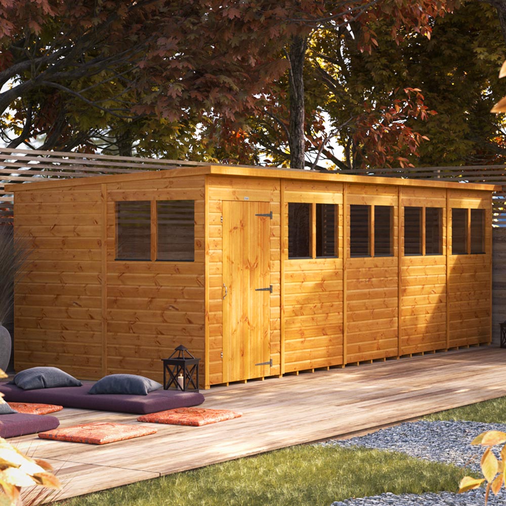 Power Sheds 20 x 8ft Pent Wooden Shed Image 2