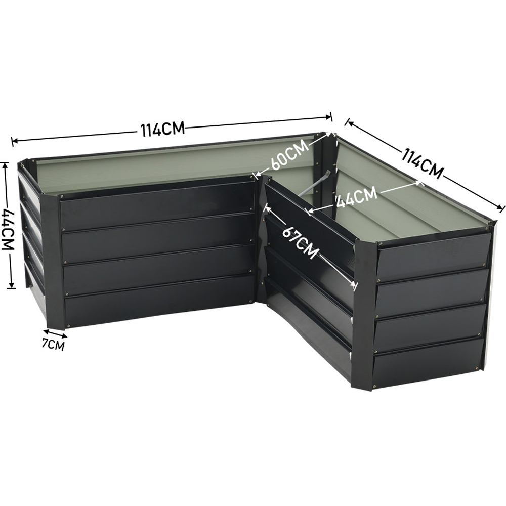 Living and Home 3.7 x 3.7ft Black L-Shaped Weather Resistant Steel Raised Garden Bed Image 9