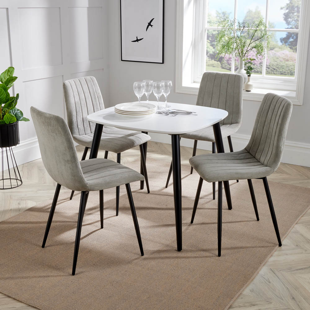 Core Products Aspen 4 Seater Square Dining Set White and Light Grey Image 4