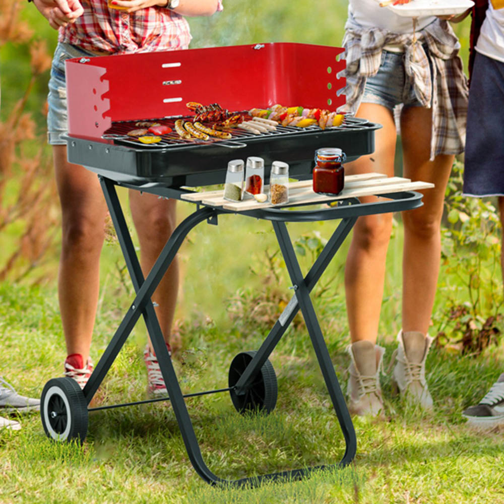Foldable Charcoal Trolley BBQ Grill Image 2
